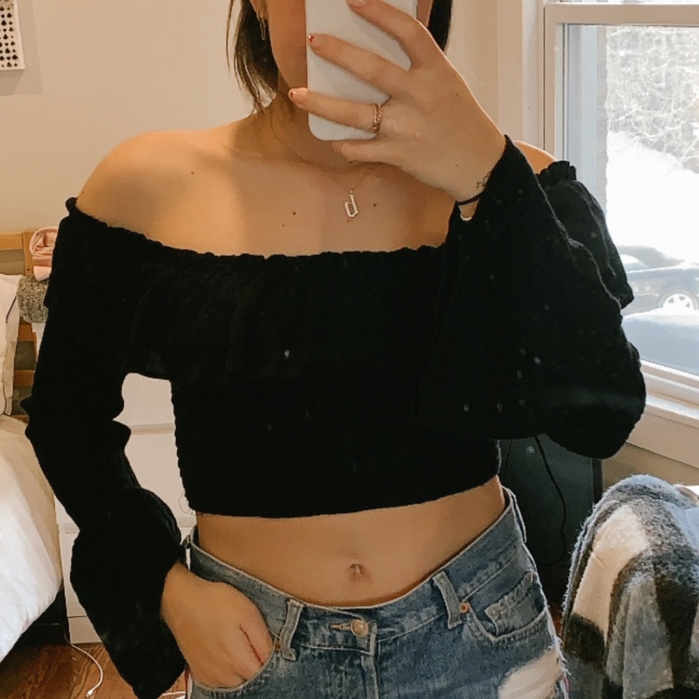 Urban Outfitters Black Off Shoulder Top
